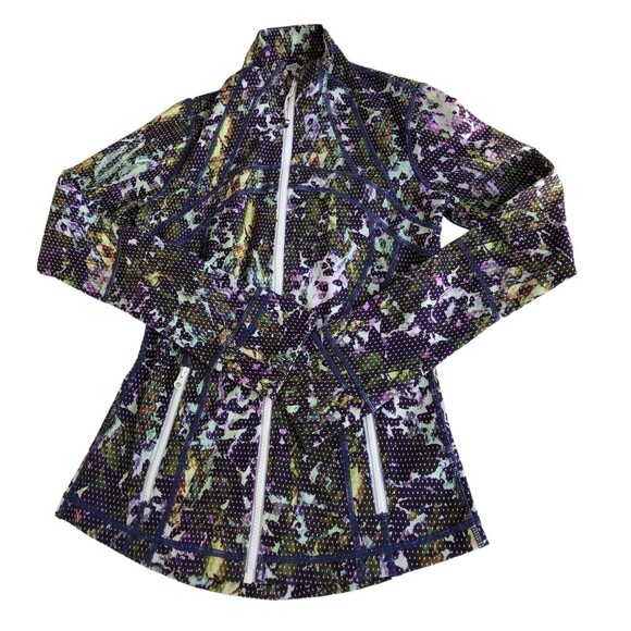Lululemon Define Jacket Womens 4 Floral Full Zip Thumb Holes Purple Green - Picture 5 of 10